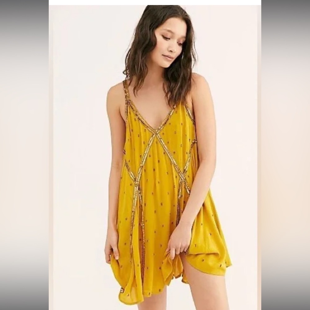 Free People In Heaven Embellished Mini Slip Dress